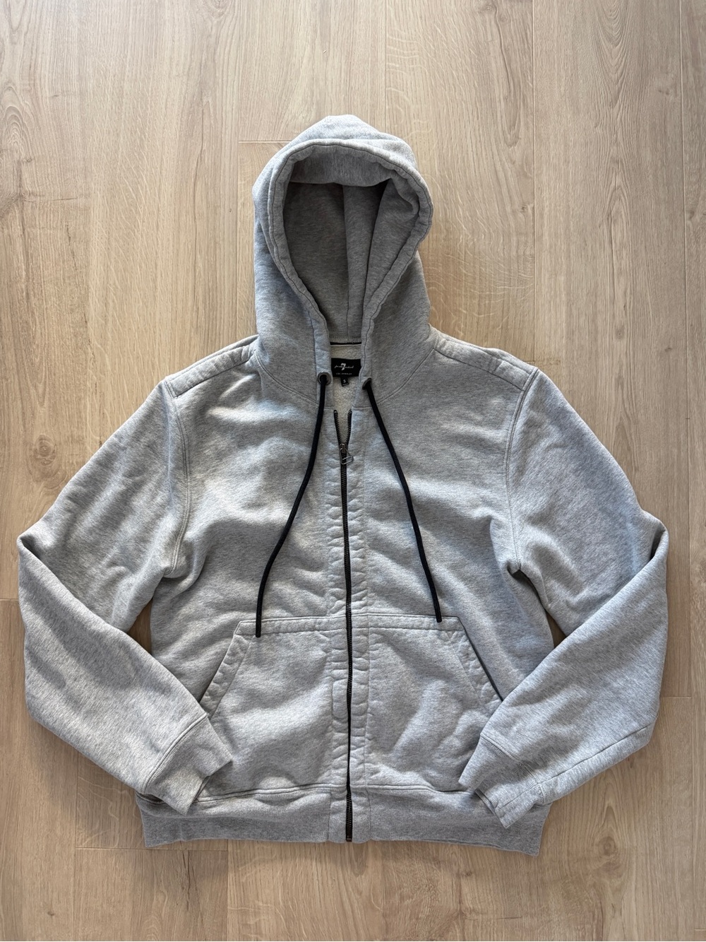 7 For All Mankind Men's Gray Zip-Up Hooded Sweatshirt Sz Small
